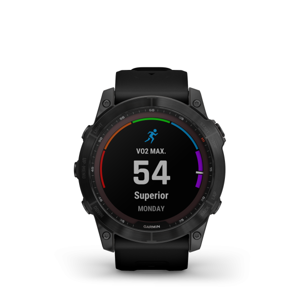 GARMIN Fenix 7X Sapphire Solar, Schwarzes DLC-Titan mit schwarzem Armband, 51mm (010-02541-23)